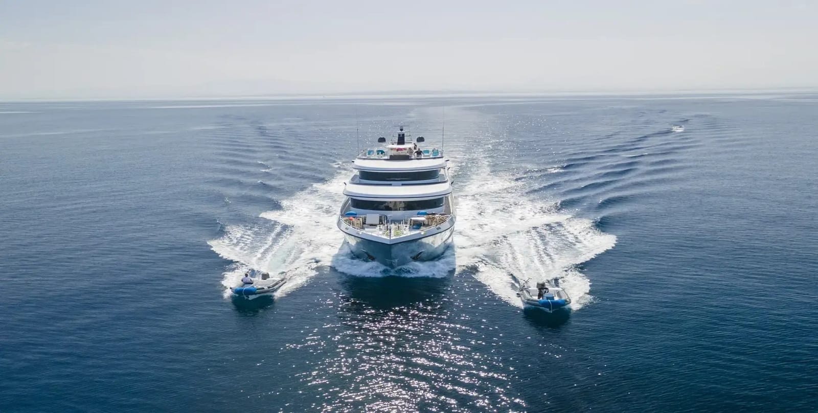 A 43.5-metre yacht at sea