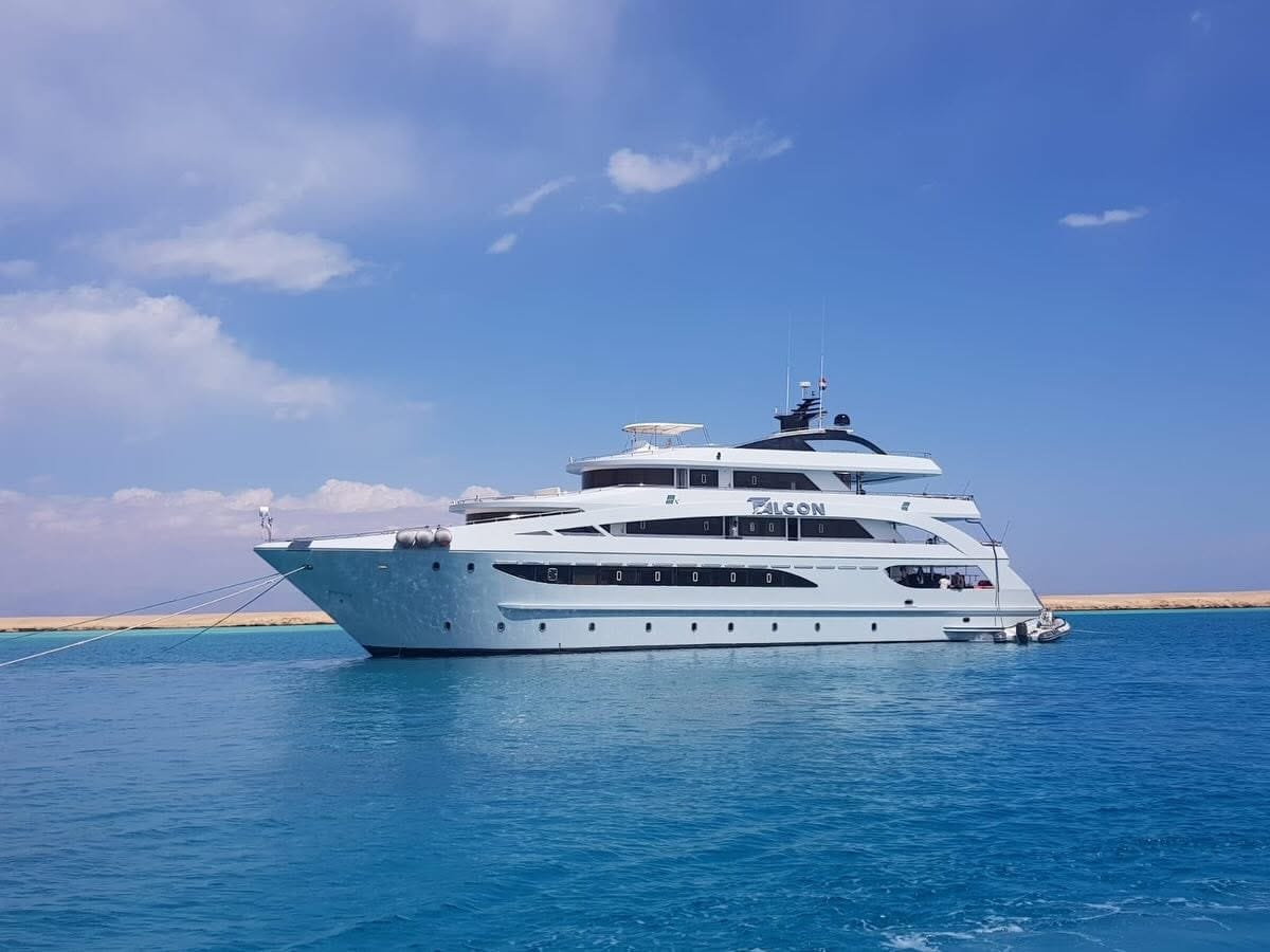 A private yacht at anchor on the Red Sea