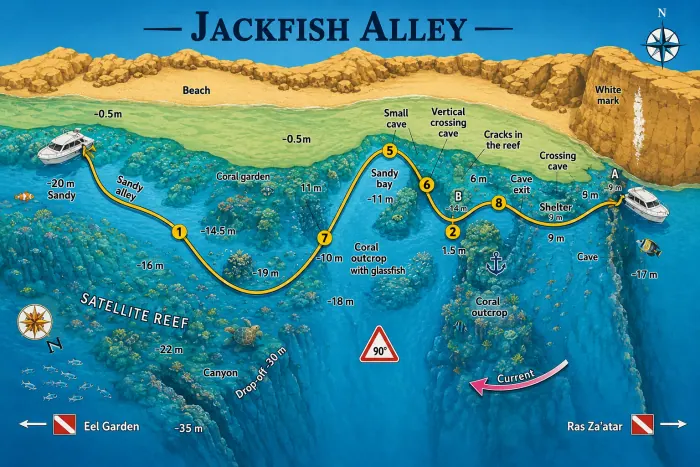 Ras Mohamed, Jackfish Alley dive map