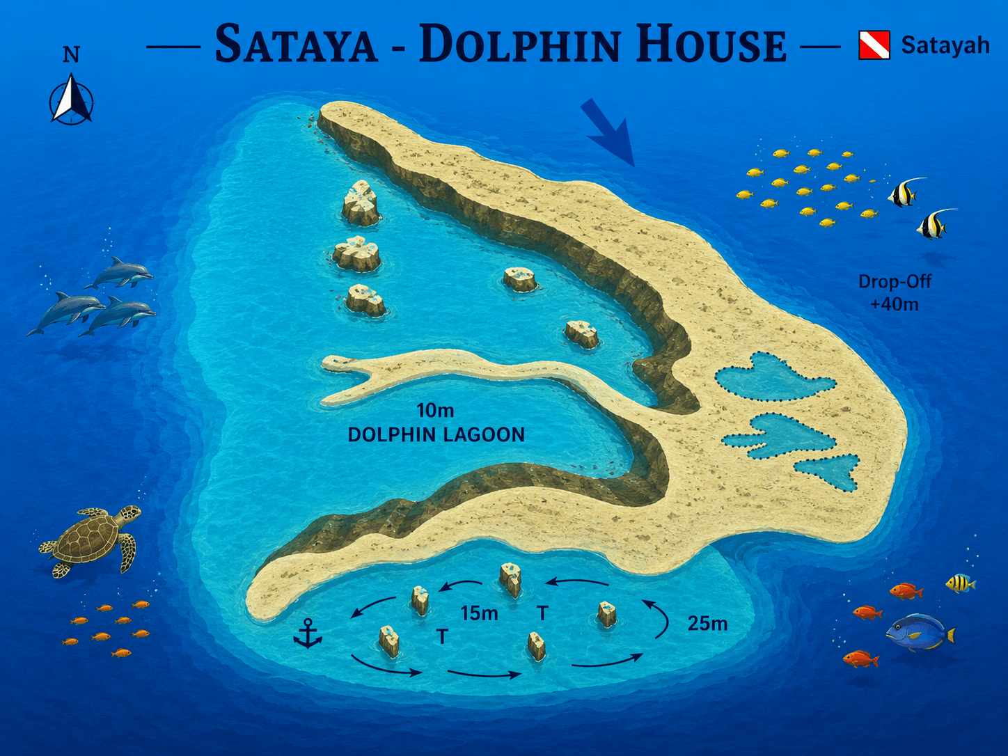 Sataya, Dolphin House dive map