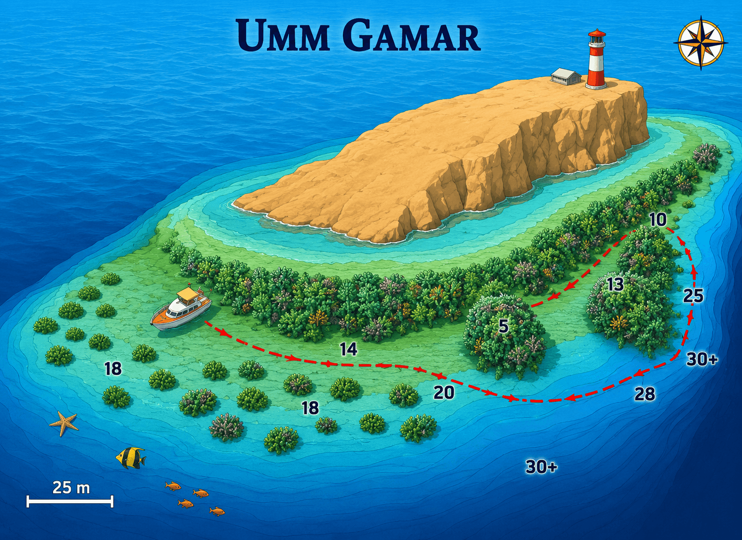 Umm Gamar dive map