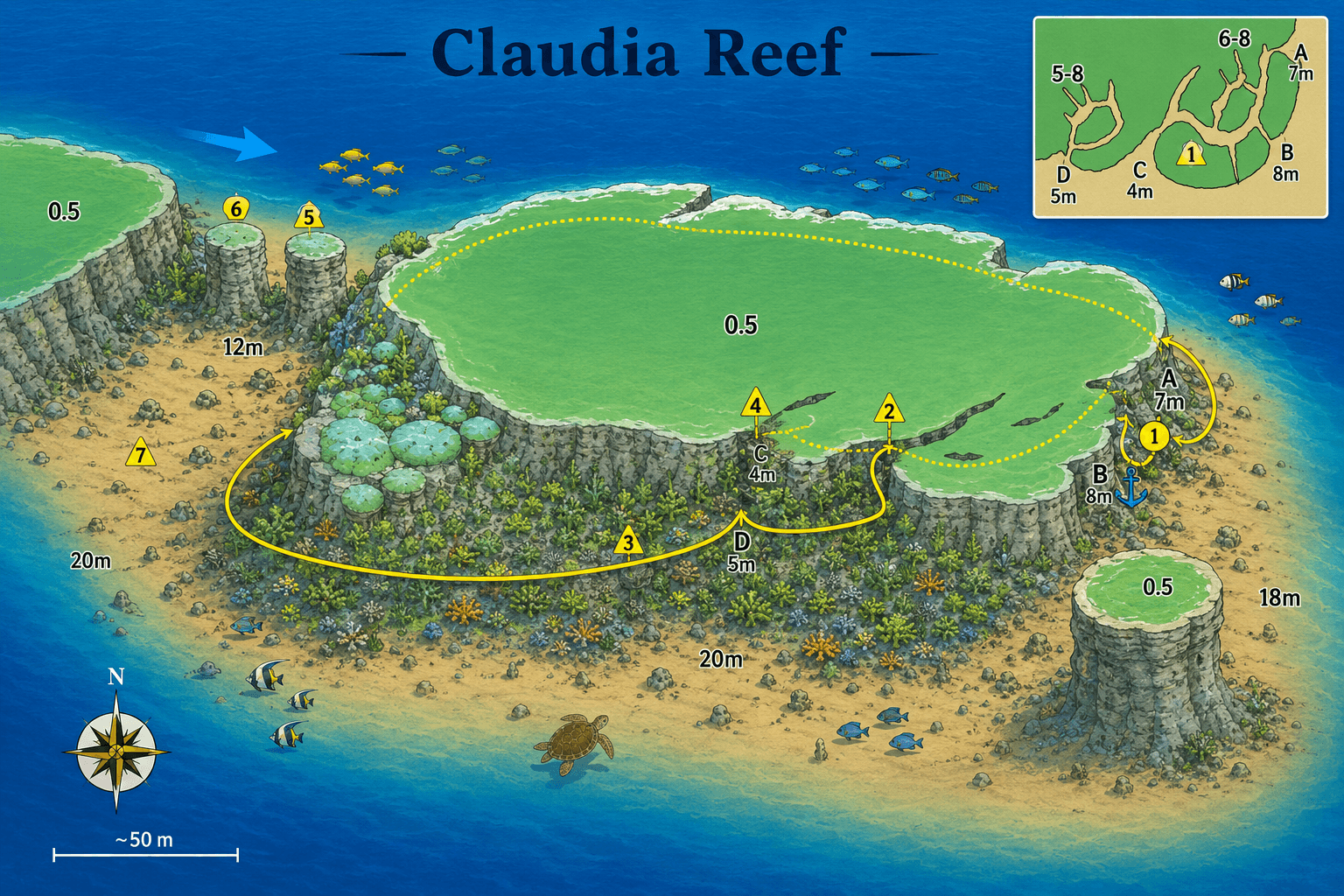 Sha'ab Claudia dive map