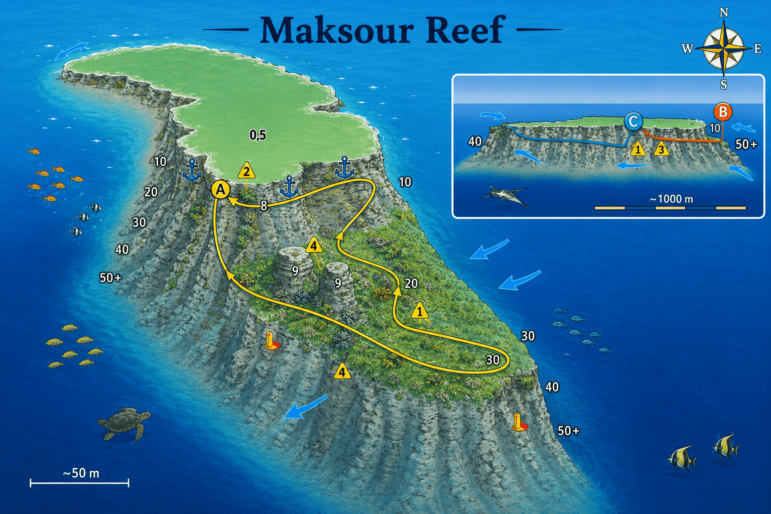  Maksour dive map