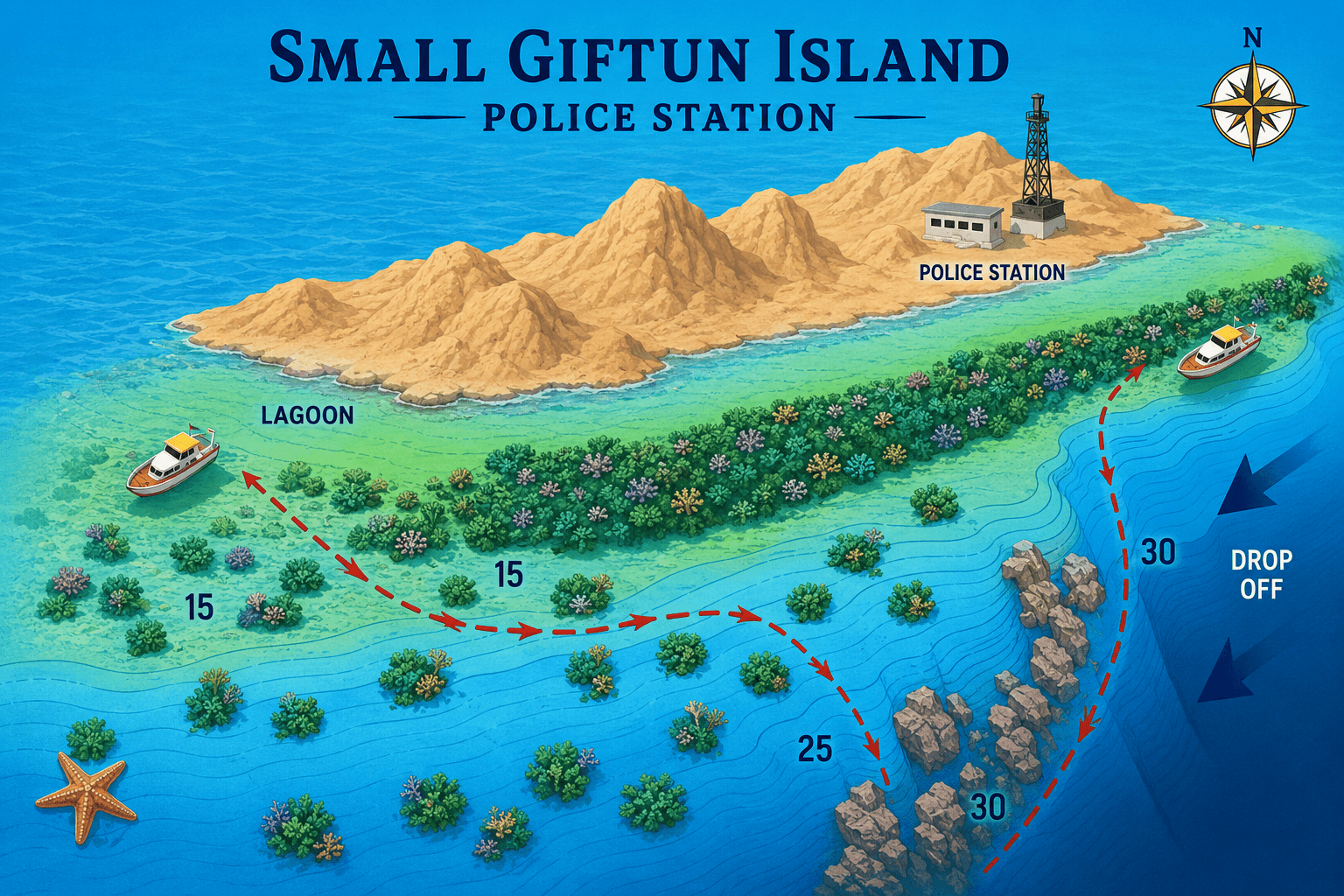Giftun, Police Station dive map