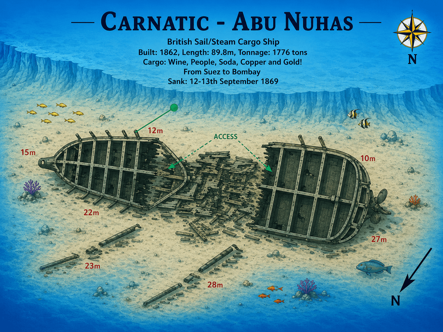 Carnatic wreck dive map