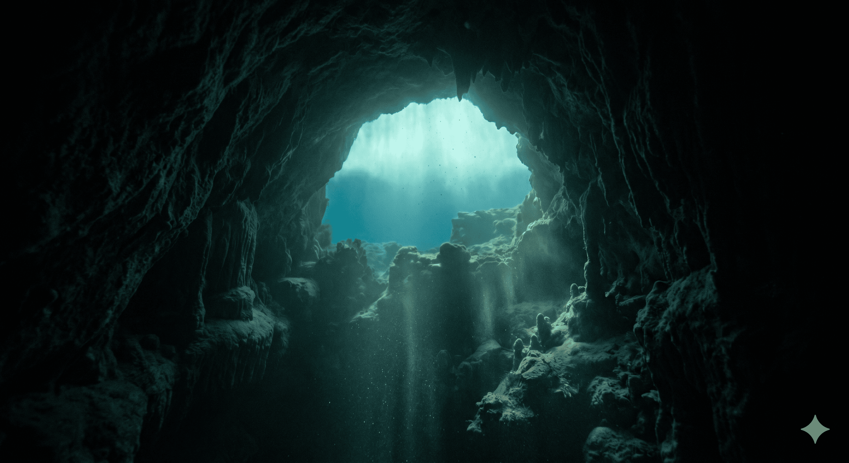 Underwater cave entrance, Maldives